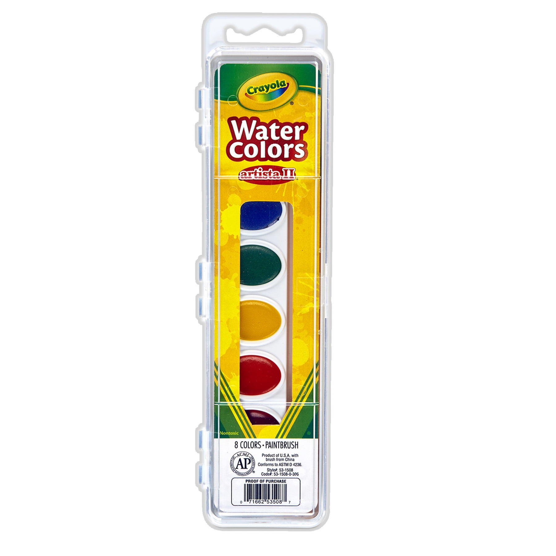 Crayola Artista II Watercolor Set, 8 Colors & Brush, Pack of 6