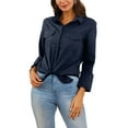 thumbnail image 3 of Sexy Dance Long Sleeve T Shirt for Women Casual Button Down Tunic Shirt Oversize Office OL Work ​Tops Blouse Lapels Collar Shirt, 3 of 5