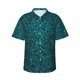 thumbnail image 1 of Balery teal sparkling Camisas hawaianas de manga corta para hombre, camisas playeras de corte holgado, camisas de vacaciones con botones,Medium, 1 of 7