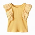 thumbnail image 4 of TOWED22 Girls Graphic Short Sleeve T Shirts Kids Summer Oversized Tops Casual Crewneck Tees 5-14 Years(Yellow,6-7 Y), 4 of 4