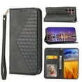 thumbnail image 1 of Tarise for Samsung Galaxy S22 Ultra 5G Flip Cover, Luxury PU Leather Shockproof Folding Kickstand Card Holder Pocket Wallet Wrist Strap Handbag Phone Case for Samsung S22 Ultra 6.8 inch, Black, 1 of 9