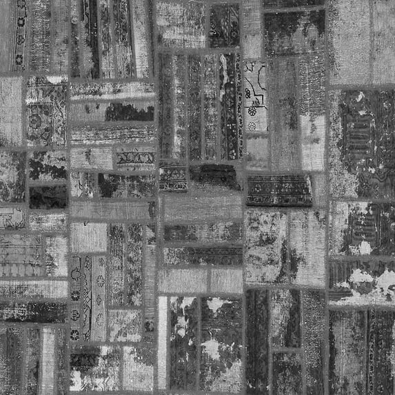 Ahgly Company Indoor Square Patchwork Gray Transitional Area Rugs, 4' Square