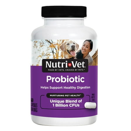 Nutri-Vet Probiotics Capsules for Dogs - Supports Digestive Health - For All Size Dogs - Promotes Healthy Immune System - Vet Formulated - 60 Count Capsules