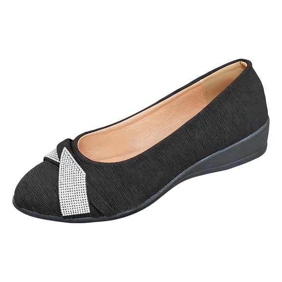 Womens Shoes,Round Toe Flat Casual Shoes Sparkling Rhinestone Shallow Dress Loafers Comfortable Walking Footwear Ladies Daily Wear,Shoes for Women,Black,9.5