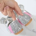 thumbnail image 4 of NOKIO Children'S Glitter Mary Janes Children'S Princess Dress Shoes Kids Mary Jane Ballet Flats Girls Baby Shoes Sequin Rhinestone Bow Sandals Dancing Shoes Pearl Bling Shoes Single Kids Shoes, 4 of 7
