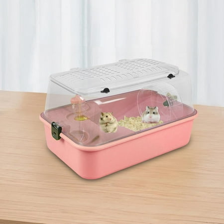 balikha Hamster Cage Run -out Carrier Sleep with Water Bottle Training Wheel Hamster Living Space Small Animal Cage for Mice Sugar Glider Pink