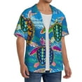 thumbnail image 4 of KLL Little Sea Turtles Print Men's Shirt Short Sleeve Button Down Summer Cuba Beach Shirts- Medium, 4 of 7