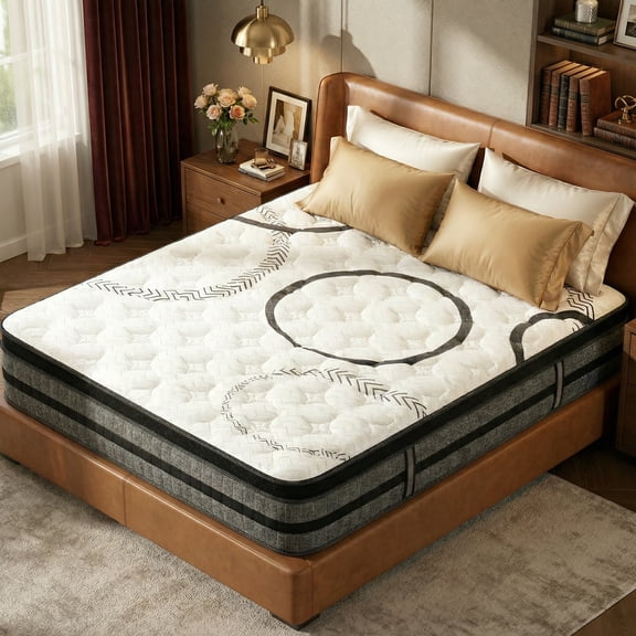 Kizreo Firm Queen Mattress, Hybrid Mattress with Gel Memory Foam and Individual Pocket Spring, OEKO-TEX and CertiPUR-US Certified, Cool Sleep, Pressure Relief, 12" in a Box