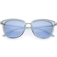 thumbnail image 1 of Translucent Metal Trim Square Horn Rimmed Sunglasses Color Tinted Lens 53mm (Silver / Blue), 1 of 4