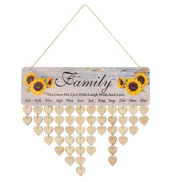 Calendario de cumpleaños familiar para colgar en la pared, regalo único para cumpleaños del día de la madre, abuela, amiga (familia)
