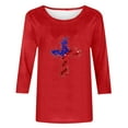 thumbnail image 5 of Sales Today Prime Womens Plus Size $5 Women's 2026 Summer Loose and Comfortable Independence Day Printed Round Neck Three-quarter Sleeve 3/4 Sleeve T-Shirt Top, Red L, 5 of 5