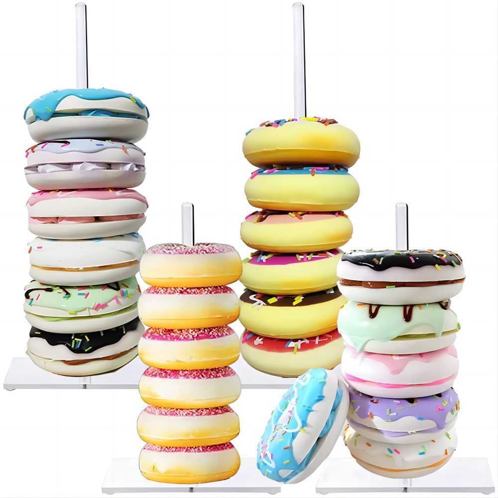 Toyoso 4 Pack Acrylic Donut Stand, Clear Bagel Holder, Dessert Display ...