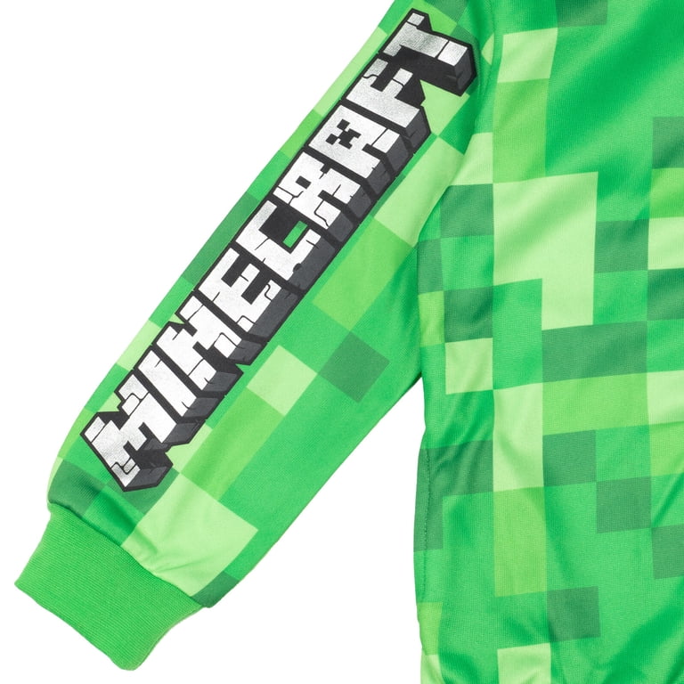 Minecraft Creeper Jacket For Boys – Fleece Zip-Up Hoodie With Built-In Face Mask Hood & Character Graphics