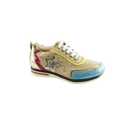 Glitter Star Shoe - Liyu Adult Orange Glitter Star Applique Studded Fashion Sneakers