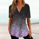thumbnail image 5 of Tops Cortos para las Mujeres Impresas Blusas Botón Camiseta Manga Corta Cuello en V, Top de Moda para Primavera Verano, 5 of 5
