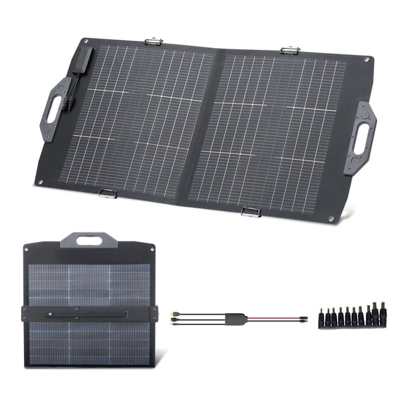 KFFKFF 100W Bifacial Solar Panel, 16BB N-Type Foldable Monocrystalline Solar Panel Charger 24% Efficiency, Portable with MC4 Output, USB-A (QC3.0)