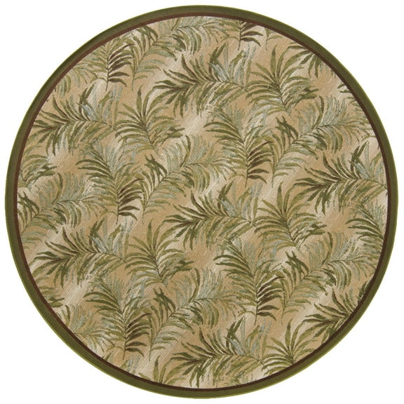 Unique Loom Outdoor Botanical Collection Area Rug - Keukenhof (7' 10" Round Green/Beige)