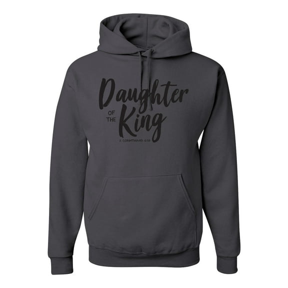 Wild Bobby Daughter Of The King 2 Corinthians 6:18 Inspirational/Christian Unisex Graphic Hoodie Sweatshirt, Charcoal, Small