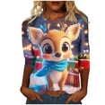 thumbnail image 2 of Ounisa Christmas Shirts for Women Funny Snowflake Elkhorn Elk Plus Size 3/4 Sleeve Tops Cute Crewneck Vacation Christmas Tree Shirt, 2 of 5