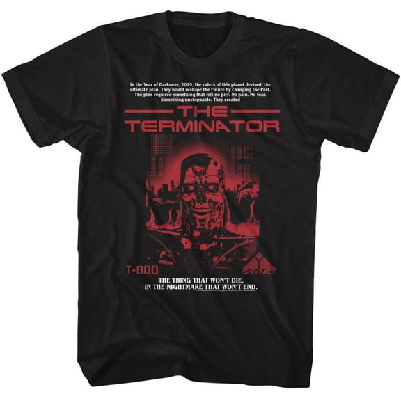 Terminator Red T 800 Black Adult T-Shirt S