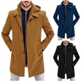 thumbnail image 5 of guisaled Pea Coats for Men 2025 Winter Trench Coat Wool Blend Hoodie Windbreaker Jacket Single Breasted Winter Classic Business Overcoat, 5 of 6