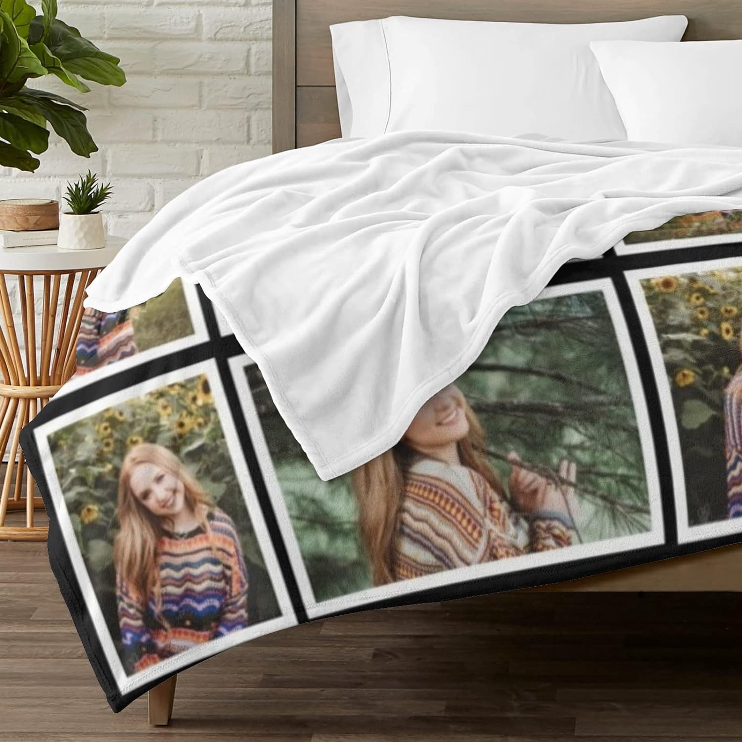 Custom Blanket with Text Photo Collage Customized Blankets with Pictures, Personalized Throw Blanket for Father, Mom, Kids, Dogs, Friends Couple or Lover as Christmas Birthday Gift