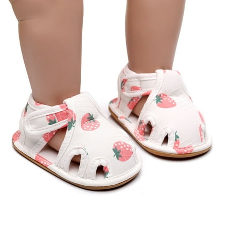 

Dyfzdhu Baby Sandals Toddler Shoes Soft Sole Non Slip Toddler Floor Shoes Fruit Strawberry Print Sandals