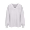 thumbnail image 4 of hxobax Womens Oversized Sweatshirt Drop Shoulder Long Sleeve Shirts Fall Tops V Neck Pullover Blouse, 4 of 6