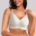 thumbnail image 2 of Jiaweic Womens Seamless Bras No Underwire Scalloped Push Up Soft Wireless Comfort Bralettes Full Coverage Everyday Bra White,M, 2 of 9