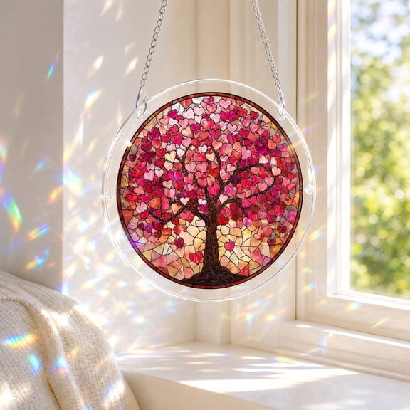 1 Pc Acrylic Jigsaw Puzzle Suncatcher, 7.1 inch Branches of Love Acrylic Suncatcher Puzzle, for Windows Hanging, DIY Acrylic Suncatcher Puzzle, Stained Window Hangings for Home Garden Hanging Decor