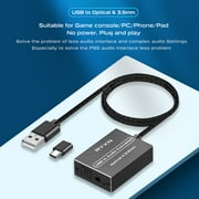 USB to Optical Spdif Audio Adapter, with Spdif Toslink and 3.5mm Out, for PS PC Phone to Speakers