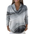 thumbnail image 2 of Dwralegc Elegant Retro Soft Triangle Neck Printed Scrub Sweater Top Trendy Printed Scrub Jumper Knit Pullover Cowl Neck Tops Long Sleeve Loose Winter Spring Sweater Gray M, 2 of 5