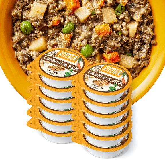 YOUR PET'S KITCHEN Wet Dog Food Cups, Chicken Pot Pie Recipe - 3.5 oz Cups (Pack of 12), Made in The USA with Real Chicken