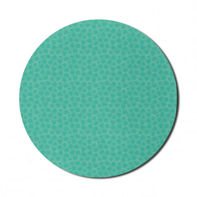 Leaves Mouse Pad for Computers, Monochrome Layout of Monstera Leaves Print Exotic Hawaiian Plantation, Round Non-Slip Thick Rubber Modern Mousepad, 8" Round, Turquoise Dark Seafoam, by Ambesonne