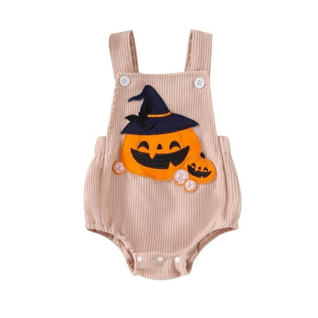 

CELIEAN Boys Girls Sleeveless Cartoon Turkey Pumpkin Printing Romper Bodysuits Baby Clothing