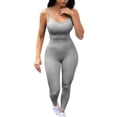 thumbnail image 2 of YFELWZ Womens Plus Size Sleeveless Spaghetti Strap Bodycon Tank Jumpsuits Rompers Playsuit Grey S, 2 of 9