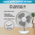 thumbnail image 4 of Comfort Zone Oscillating Table Fan Bundle, Adjustable Tilt, Convenient Push Button Controls, Quiet, 12 inch, 3 Speed, Desk Fan, A, 4 of 7
