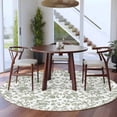 thumbnail image 4 of 8ft Round Rug, Sage Green Flower Non-Skid Rubber Backing Large Area Rugs - Living Room Bedroom Home Office, Vintage Farmhouse Boho Leaf Spring Indoor Floor Mat Carpets Washable Rug, 4 of 9