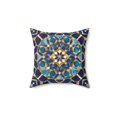 thumbnail image 2 of Moroccan Mosaic Square Pillow, Ethnic Boho Throw Cushion, Blue Tan Decorative Pillow, Eclectic Home Accent, Decorative Sofa Pillow, 2 of 6
