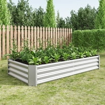 Raised Garden Bed, 6×3×1ft Rectangle Raised Planter, Outdoor Patio Thickened Metal Raised Bed for Gardening Vegetables Flower Fruits, Silver