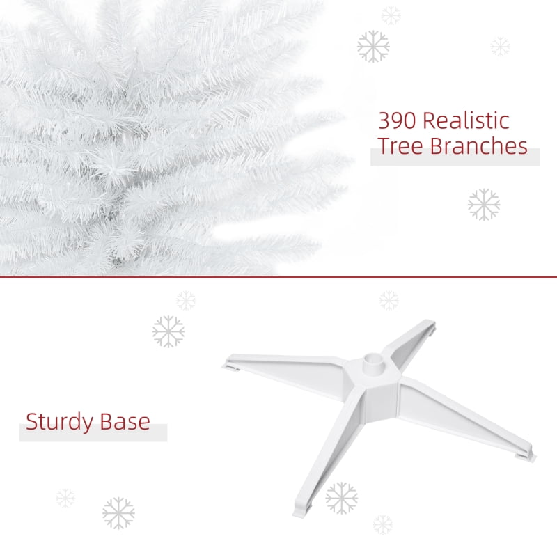 Alvantor Slim Pencil Christmas Tree with 390 Tips, Unlit Artificial Xmas Tree with Plastic Stand 6' White
