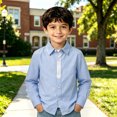 thumbnail image 3 of Fozruso Boys Long Sleeve Dress Shirts Classic Collared Top School Uniform Shirts for Toddlers and Kids, 3 of 7