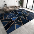 thumbnail image 2 of Modern Blue And Black Square Area Rug, Geometric Gold Line Texture Indoor Non-Slip Kids Rugs, Machine Washable Breathable Durable Carpet For Front Entrance Floor Decor 5 x 6ft, 2 of 6
