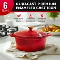 thumbnail image 4 of MÜELLERHOME 6qt Enameled Cast Iron Dutch Oven, Heavy-Duty Casserole and Braiser Pan with Lid and Knob, Oven-Safe up to 500° F & Across All Cooktops, Red, 4 of 5