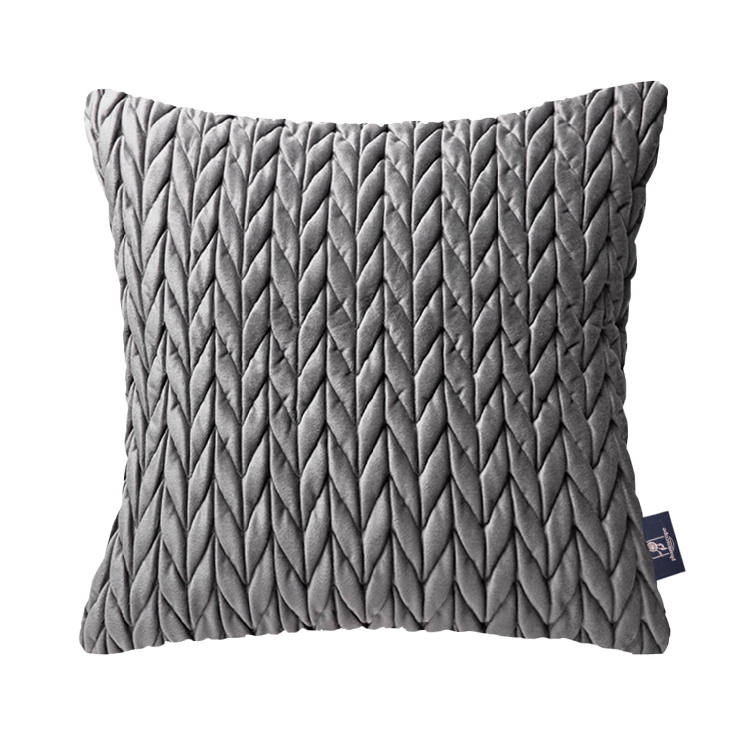 Phantoscope Designer's Choice Decorative Throw Pillow Set, Fluffy Faux Fur & Quilted Velvet Bundle, for Sofa Couch Bedroom, 18" x 18", Black Fur and Dark Gray Velvet, 2 Pack
