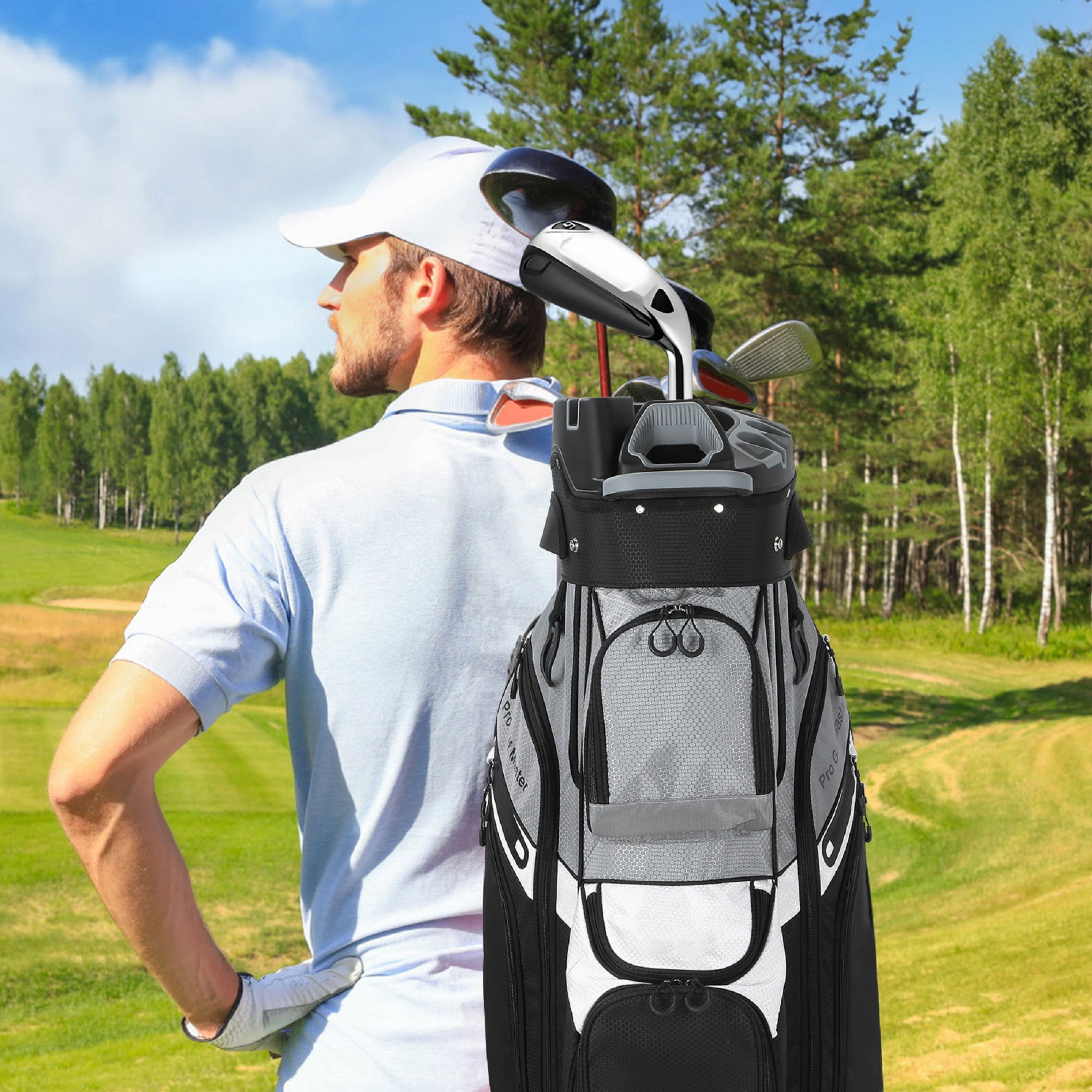 Foxnovo Professional Golf Cart Bag Resilient Nylon Multiple Compartments