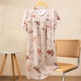 thumbnail image 2 of Chemise de Nuit pour Femmes, Manches Courtes à Col Rond Imprimé, Robe d'Allaitement, Rayonne Spandex Douce, Robe de Détente Longueur Genou, 2 of 5