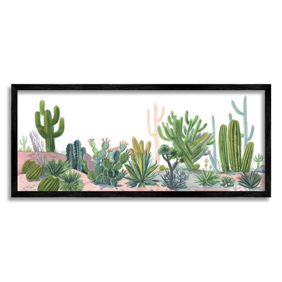 Stupell Varied Desert Vegetation Cacti Botanical & Floral Painting Black Framed Art Print Wall Art