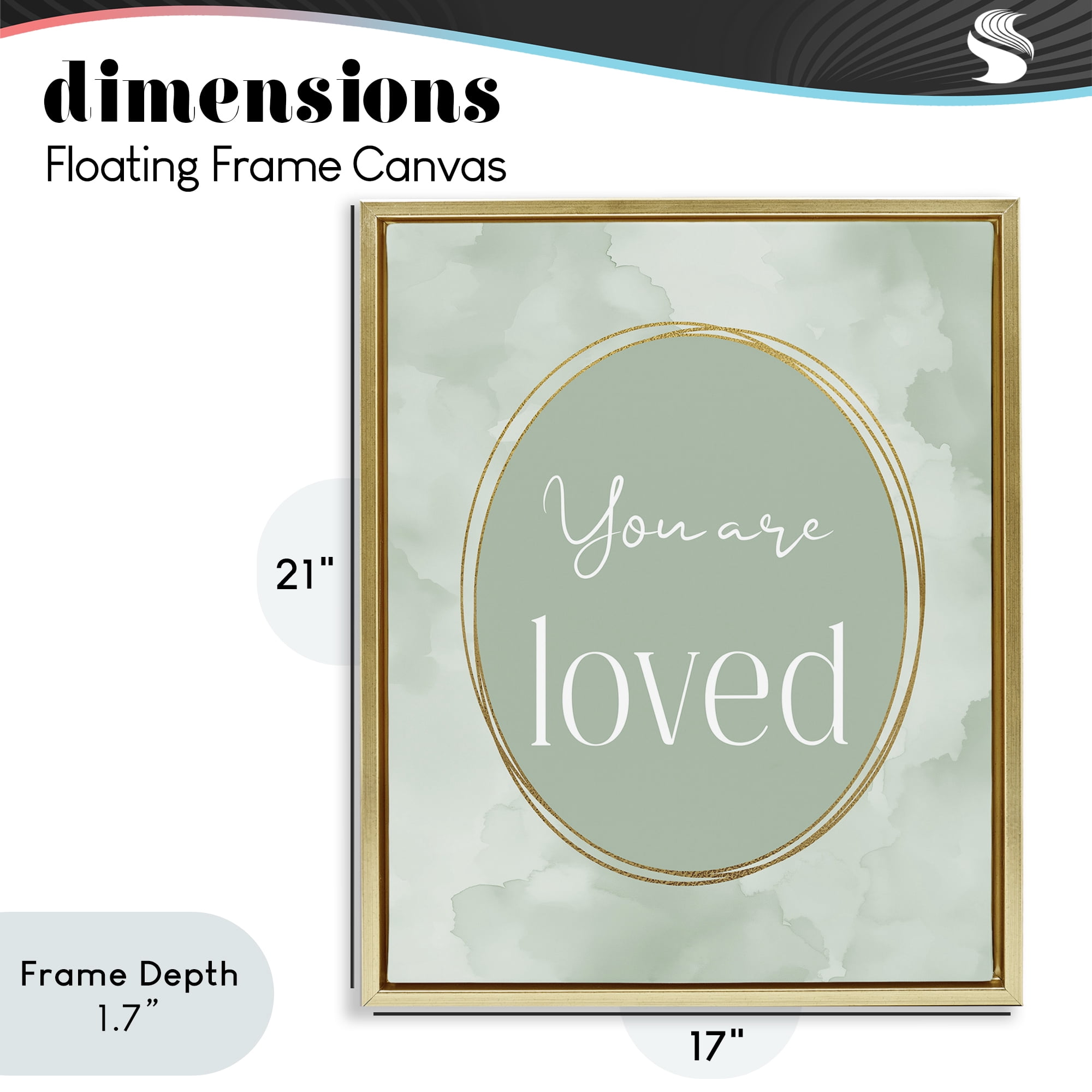 Stupell Industries Green Golden Affirmation Gold Framed Floater Canvas Wall Art, design by Christine Simpson Art