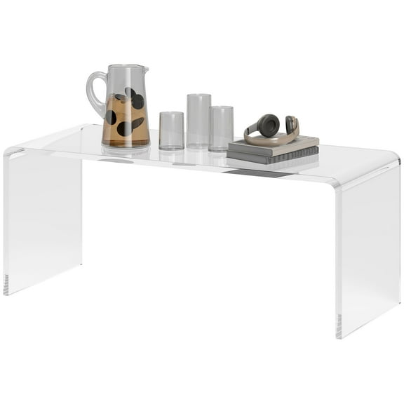 HOMCOM 39" Long Acrylic Waterfall Coffee Table for Living Room, Clear